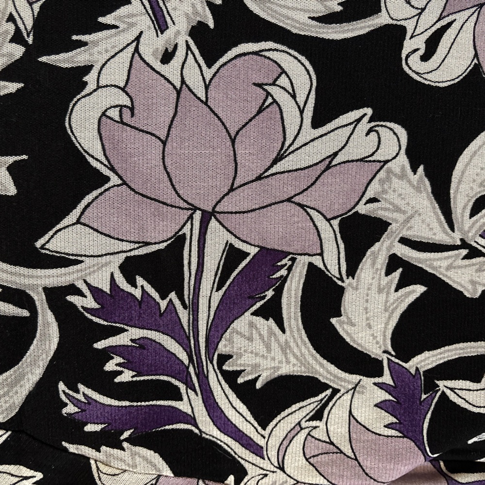 Vintage Black and Lilac Floral Wide Neck Top - Picture 5 of 10